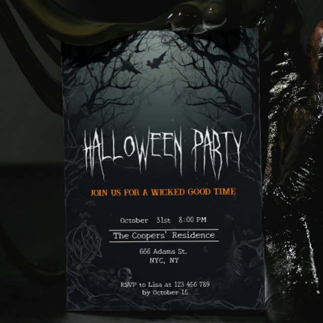 Haunting Dark Trees Creepy Halloween Party Invitation (Creator Uploaded)