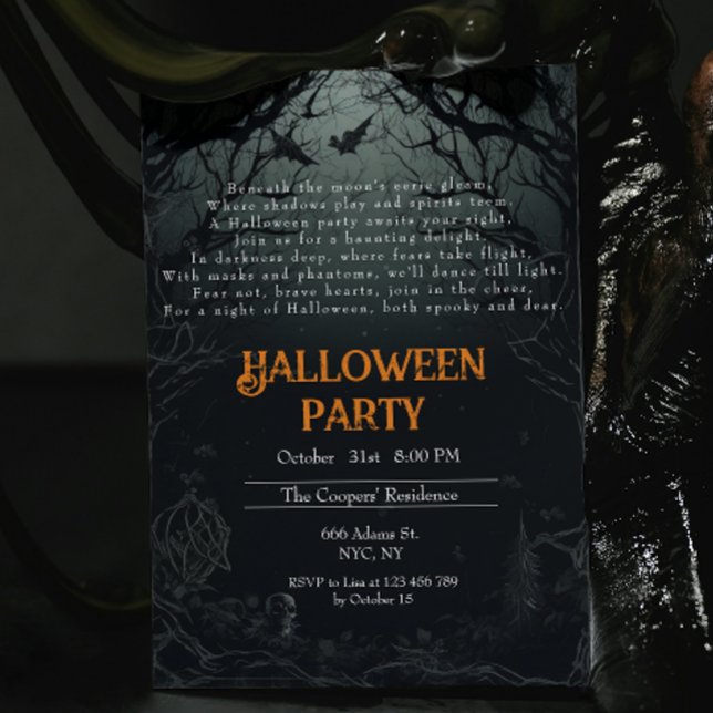 Haunting Dark Trees Creepy Poem Halloween Party Invitation (Creator Uploaded)