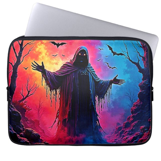 Haunting Demon Cloaked In Shadows Design Laptop Sleeve (Front)