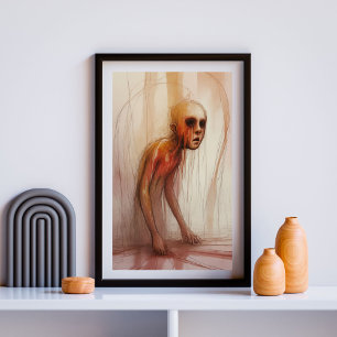 Haunting Descent – Surreal Horror Expressionist  Poster
