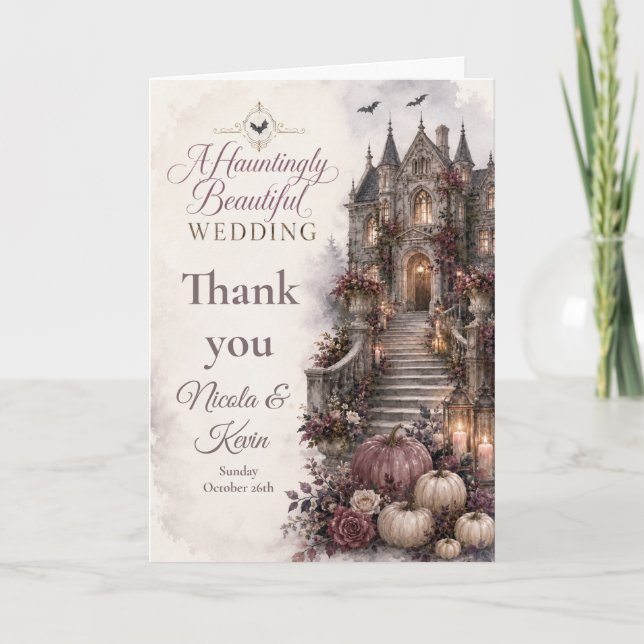 Haunting Gothic Manor Wedding Thank You Card (Front)