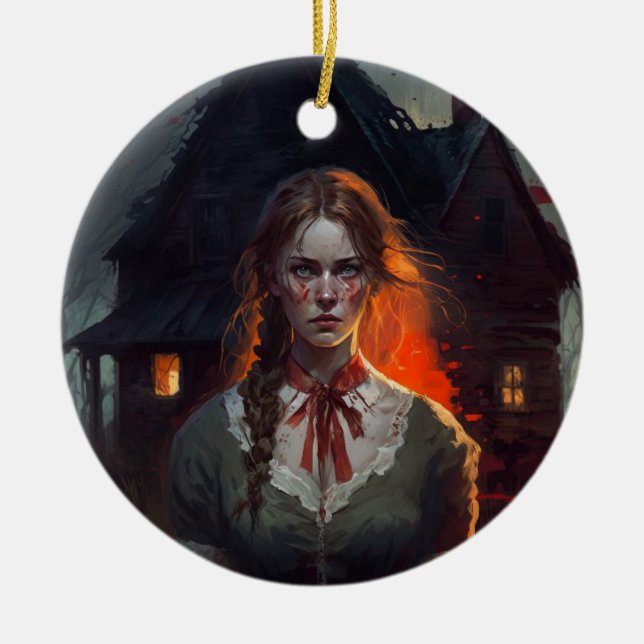 Haunting house ceramic tree decoration (Front)