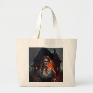 Haunting house large tote bag