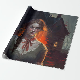Haunting house wrapping paper