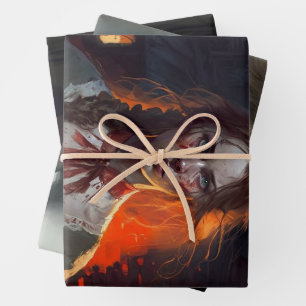 Haunting house wrapping paper sheet