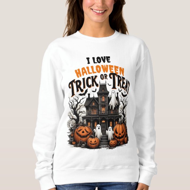 Haunting night with ghosts and pumpkins! sweatshirt (Front)