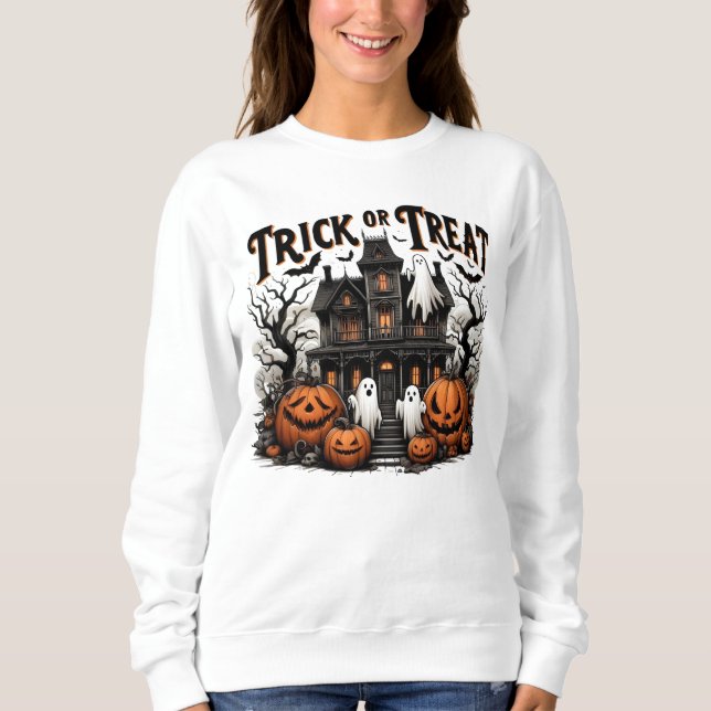 Haunting night with ghosts and pumpkins! sweatshirt (Front)