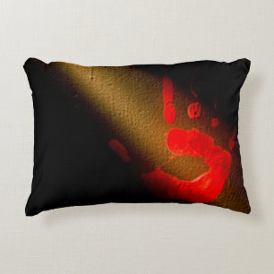 Haunting Red Hand Print Decorative Cushion