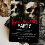 Haunting Skull Faces Halloween Party Invitation<br><div class="desc">Adult halloween party invite featuring two haunting watercolor skull faces on a black background,  distressed text and a party template that is easy to personalise.</div>
