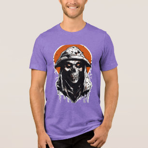 Haunting Street Phantom – Scary Halloween Sticker Tri-Blend Shirt