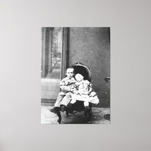 Haunting Vintage Sibling Portrait  Canvas Print