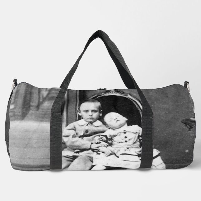 Haunting Vintage Sibling Portrait  Duffle Bag (Front)