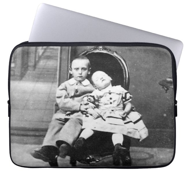 Haunting Vintage Sibling Portrait  Laptop Sleeve (Front)