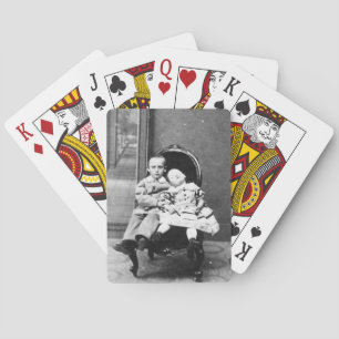 Haunting Vintage Sibling Portrait  Playing Cards
