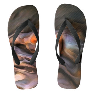 Hauntingly Beautiful Abstract In Ochre and Brown Jandals