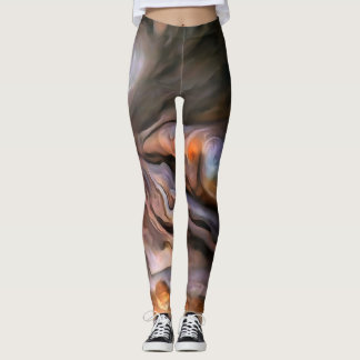 Hauntingly Beautiful Abstract In Ochre and Brown Leggings