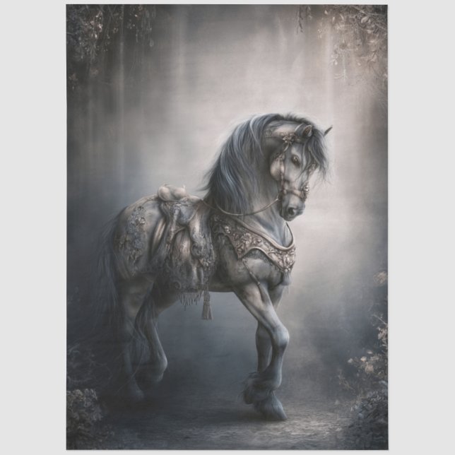 Hauntingly Beautiful Carousel Horse for Decoupage Tissue Paper (Front)
