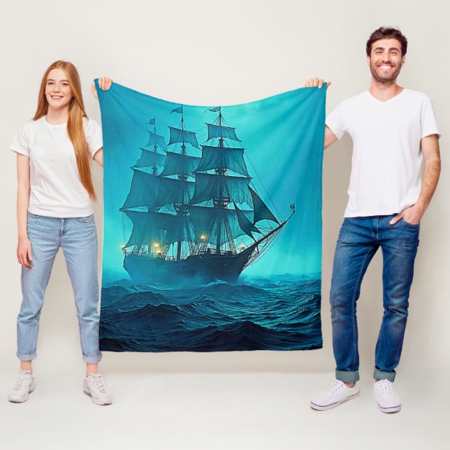 Hauntingly Beautiful Ocean Voyage Design Fleece Blanket (In Situ)