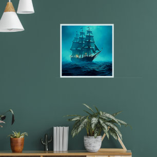 Hauntingly Beautiful Ocean Voyage Design Poster