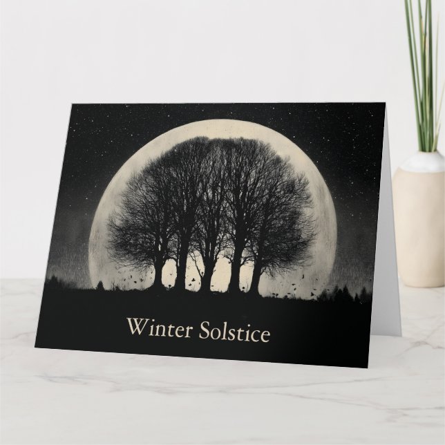 Hauntingly Beautiful Silhouette of Bare Trees Card (Front)