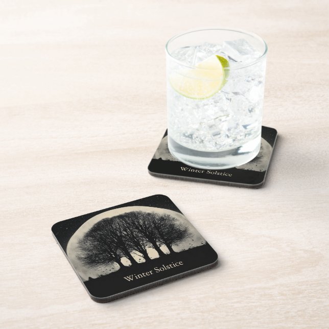 Hauntingly Beautiful Silhouette of Bare Trees Coaster (Right Side)