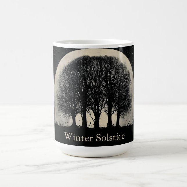 Hauntingly Beautiful Silhouette of Bare Trees Coffee Mug (Center)