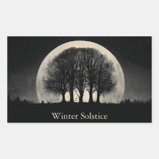Hauntingly Beautiful Silhouette of Bare Trees Rectangular Sticker