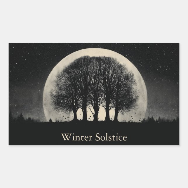 Hauntingly Beautiful Silhouette of Bare Trees Rectangular Sticker (Front)