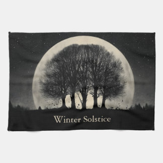 Hauntingly Beautiful Silhouette of Bare Trees Tea Towel