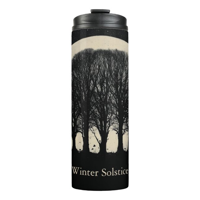 Hauntingly Beautiful Silhouette of Bare Trees Thermal Tumbler (Front)