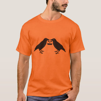 Hauntingly Cute: Crows with Pumpkin & Hidden Ghost T-Shirt