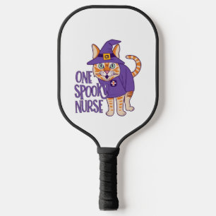 Hauntingly Cute One Spooky Nurse Cat   Pickleball Paddle