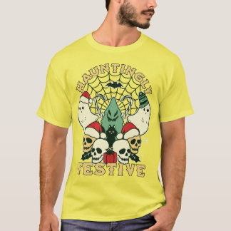 Hauntingly Festive: Halloween Meets Holiday Cheer T-Shirt
