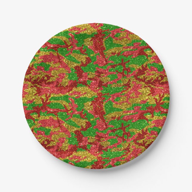 Haus Of Camo Gold Xmas Pattern Paper Plate (Front)