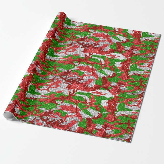 Haus Of Camo Silver Xmas Pattern Wrapping Paper (Unrolled)