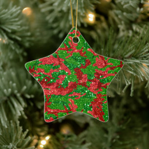 Haus Of Camo Xmas Glitter Camouflage Ceramic Tree Decoration