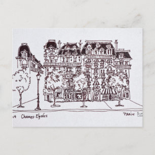 Haussmann Architecture   Champs Elysees, Paris Postcard