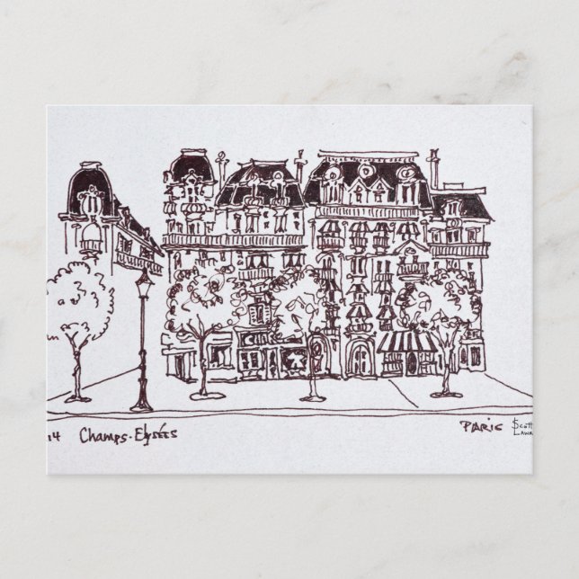 Haussmann Architecture | Champs Elysees, Paris Postcard (Front)