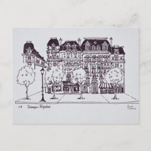 Haussmann Architecture Champs Elysees Postcard