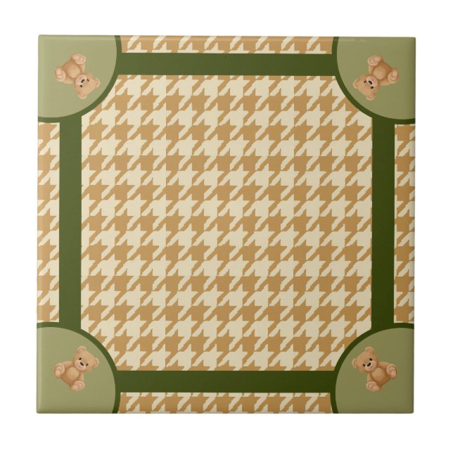 Haut Houndstooth with Teddy Bear, Tile (Front)