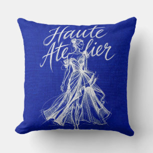 "Haute Atelier" Cobalt Royal Blue Fashion Cushion
