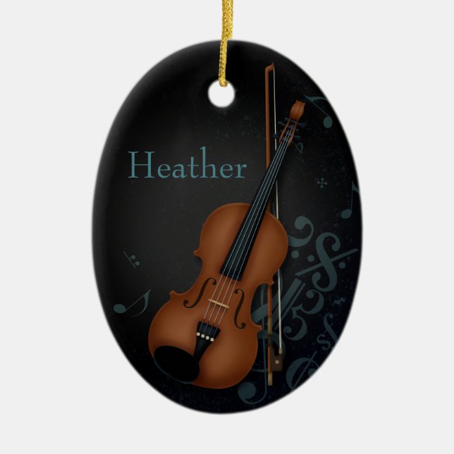 Haute Bohème Violinist Black Ceramic Tree Decoration (Front)