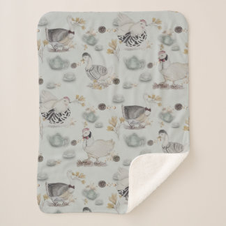 Haute Couture Ducks & Chicken Baby Sherpa Blanket