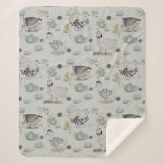 Haute Couture Ducks & Chicken Baby Sherpa Blanket
