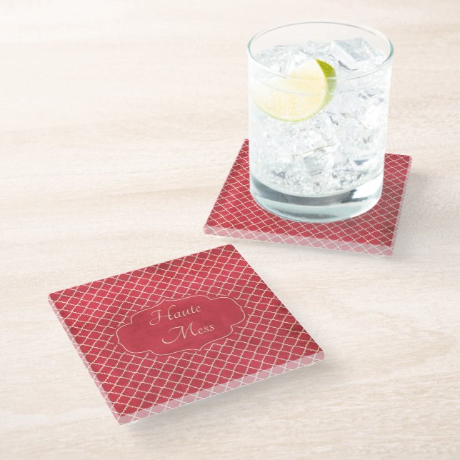 Haute Mess Funny Glass Coaster (Angled)