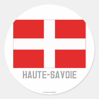 Haute-Savoie flag with name Classic Round Sticker