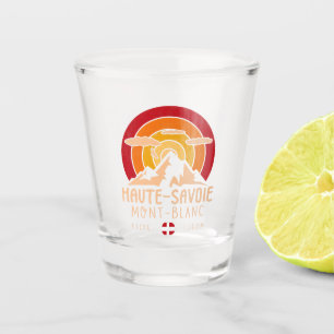 Haute-Savoie France Retro Sunset Skiing Souvenirs Shot Glass
