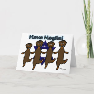 Hava Nagila Dachsunds Greeting Card