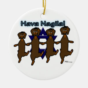 Hava Nagila Dachsunds Ornament