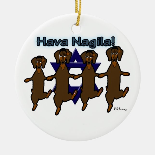 Hava Nagila Dachsunds Ornament (Front)